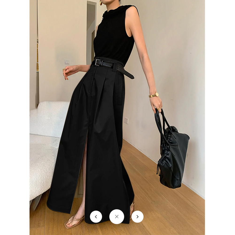 Copied - Commense Oversized Cotton Split Maxi Skirt Without Belt Sz L